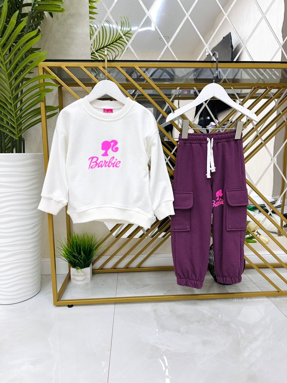спортивный костюм с надписью барби женский,комплекты одежды,свитшот женская,детский костюм,свитшот барби