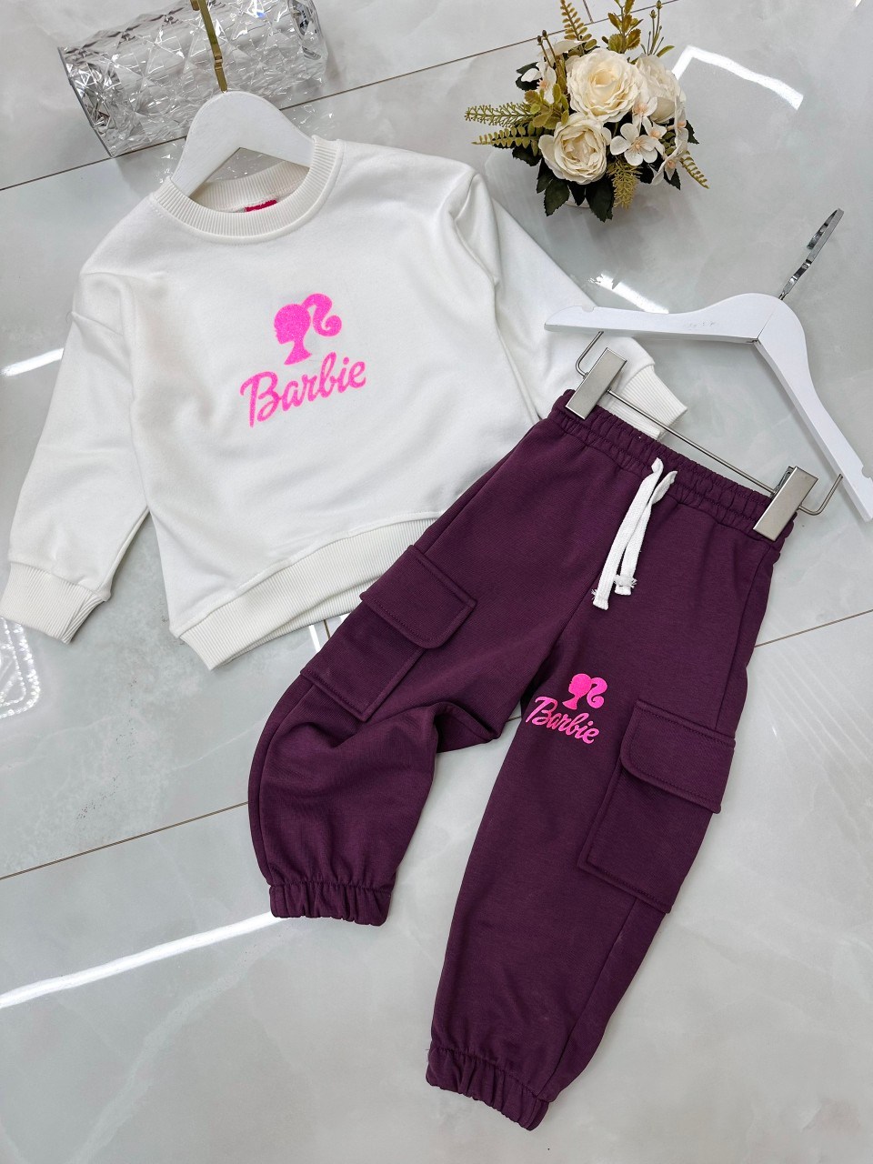 спортивный костюм с надписью барби женский,комплекты одежды,свитшот женская,детский костюм,свитшот барби