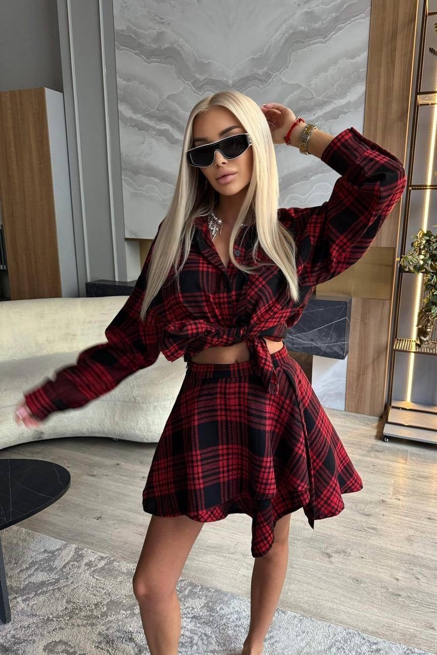 костюм с юбкой и рубашкой,юбка с рубашкой,костюмы женские с юбкой,костюм в клетку,платье в клеточку