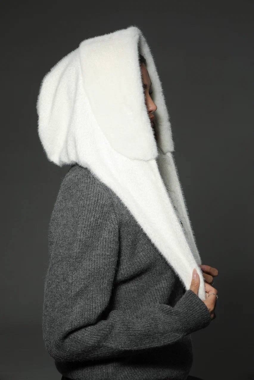 капор женский,шапка платок,капор из ангоры,капор вязаный,капор зимний