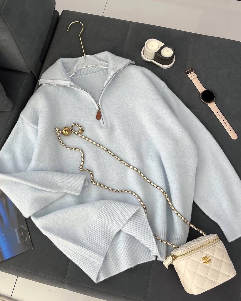 стильный свитер,свитер с воротом,свитер на замке,свитера женские,свитер оверсайз вязаный