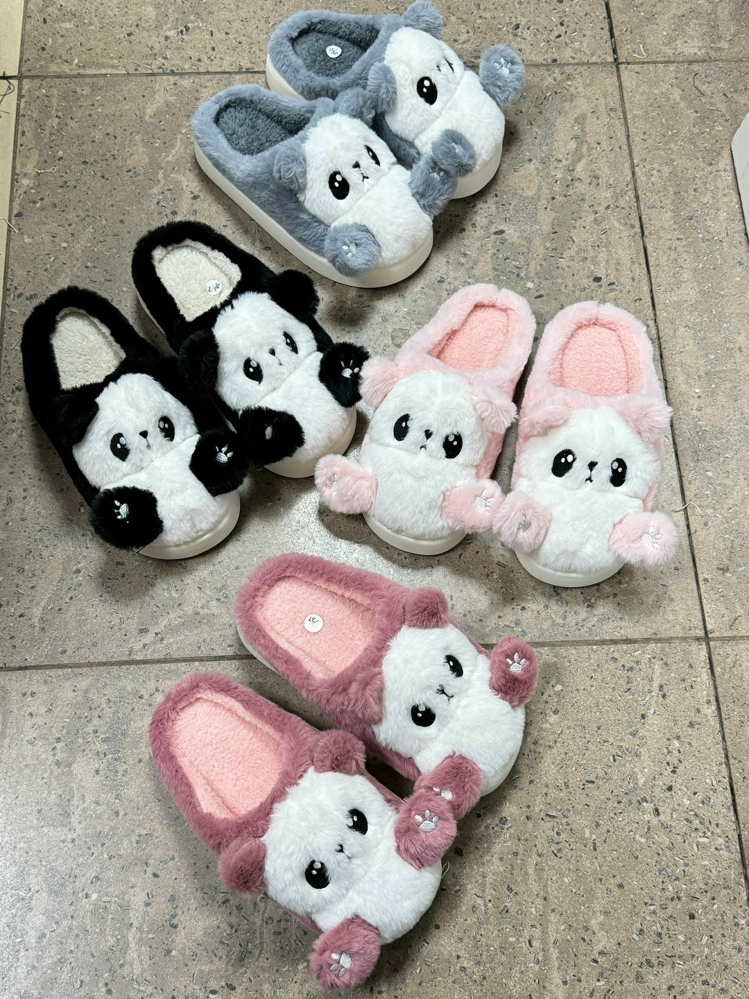 тапочки милые,тапочки панда,домашние тапочки,плюшевые тапочки,плюшевые домашние тапочки