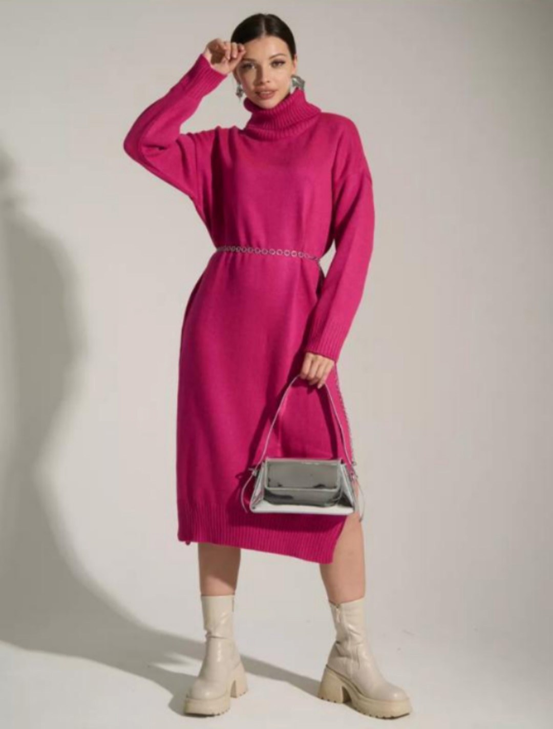 трикотажное платье,шерстяное платье,вязаное платье,вязаное платье оверсайз,вязаное платье миди