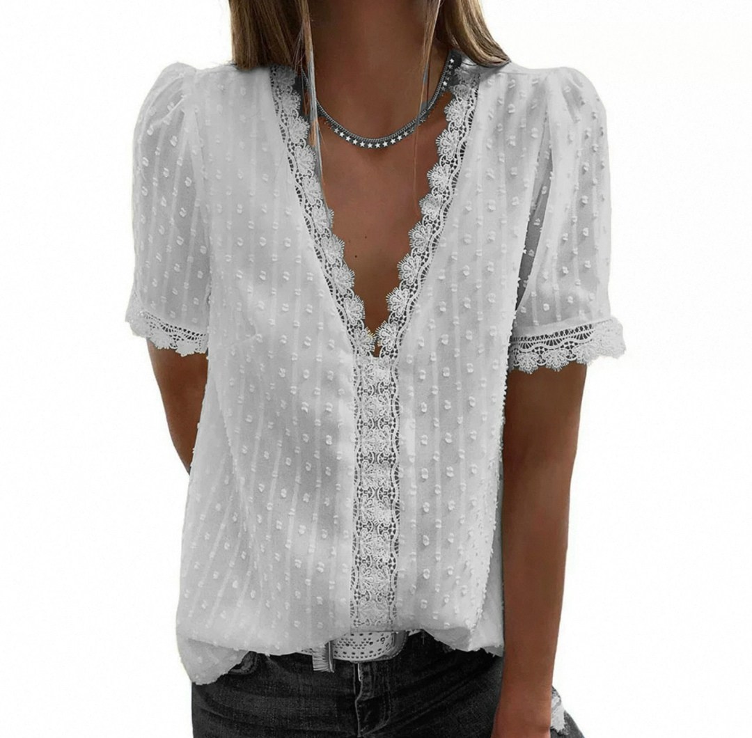 блузка модная,женская блуза,блузка женская летняя с короткими рукавами,кружевная блузка,блузка с короткий рукав