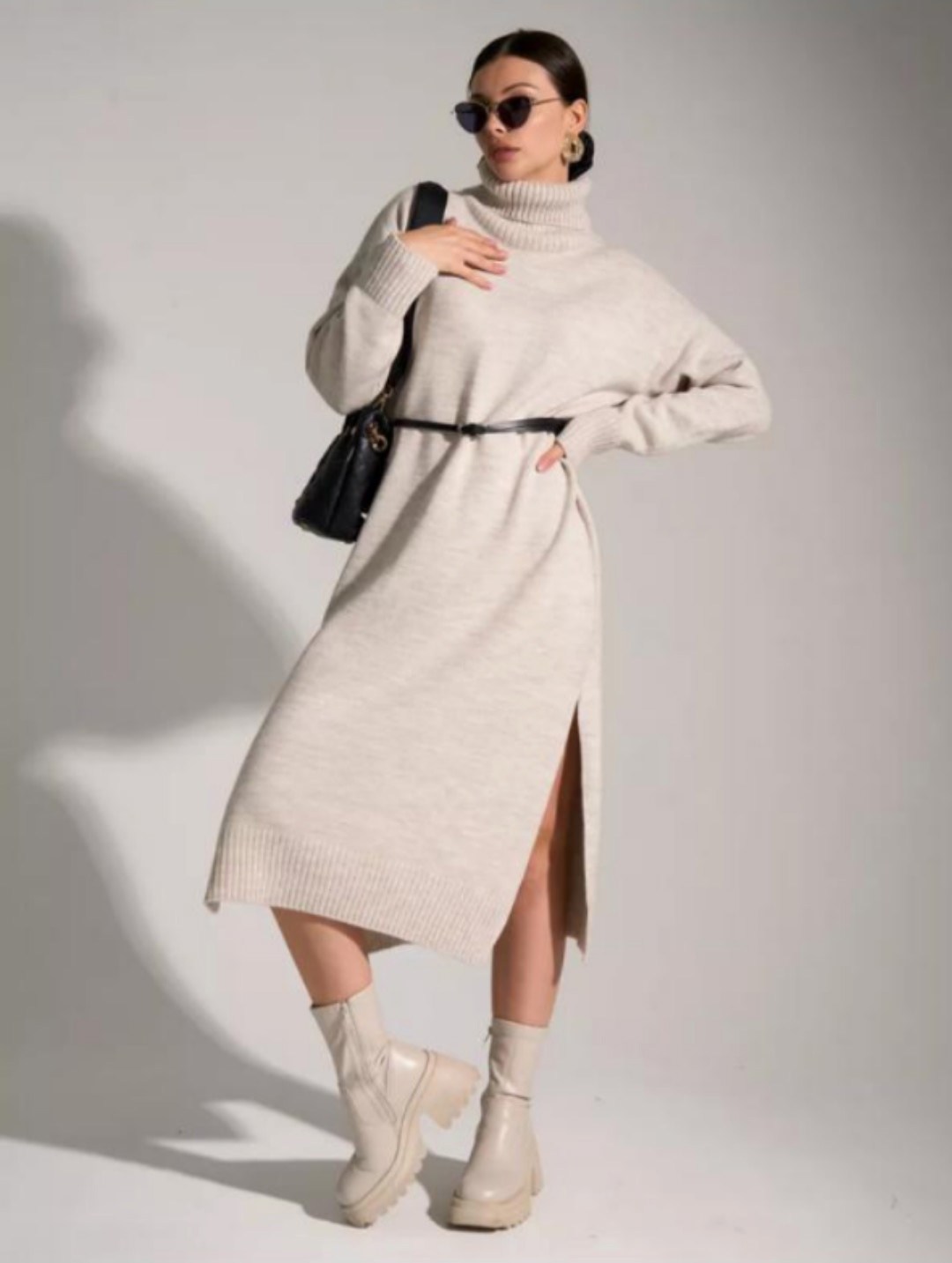 трикотажное платье,шерстяное платье,вязаное платье,вязаное платье оверсайз,вязаное платье миди
