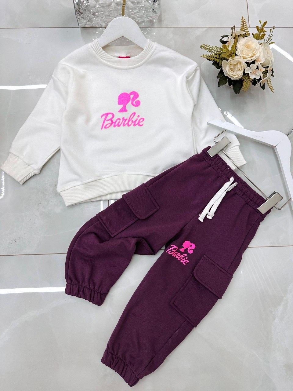 спортивный костюм с надписью барби женский,комплекты одежды,свитшот женская,детский костюм,свитшот барби