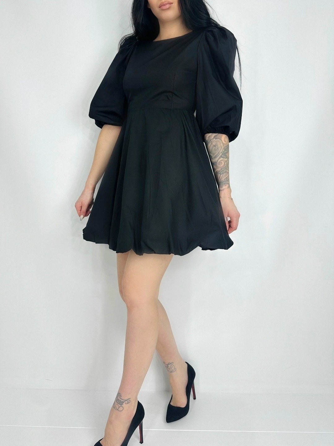 платье женская,платье универсальное,платье фуксия с рукавами буфами,платье фуксия короткое,платье