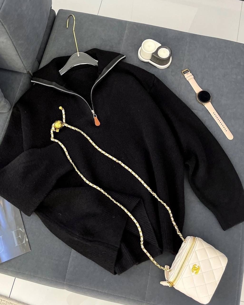 стильный свитер,свитер с воротом,свитер на замке,свитера женские,свитер оверсайз вязаный