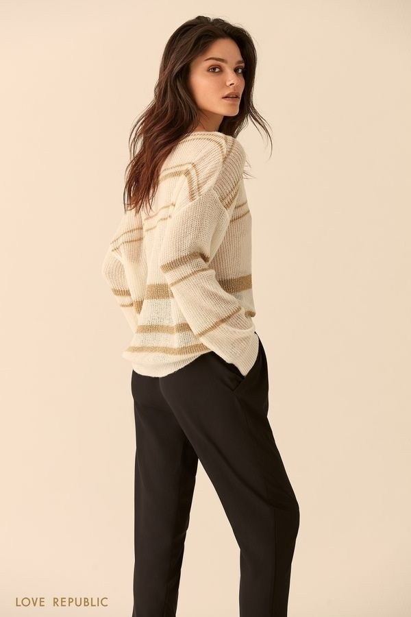 свитер джемпер,джемпер в полоску,бежевый свитер,джемпер,джемпер fabiana filippi бежевый