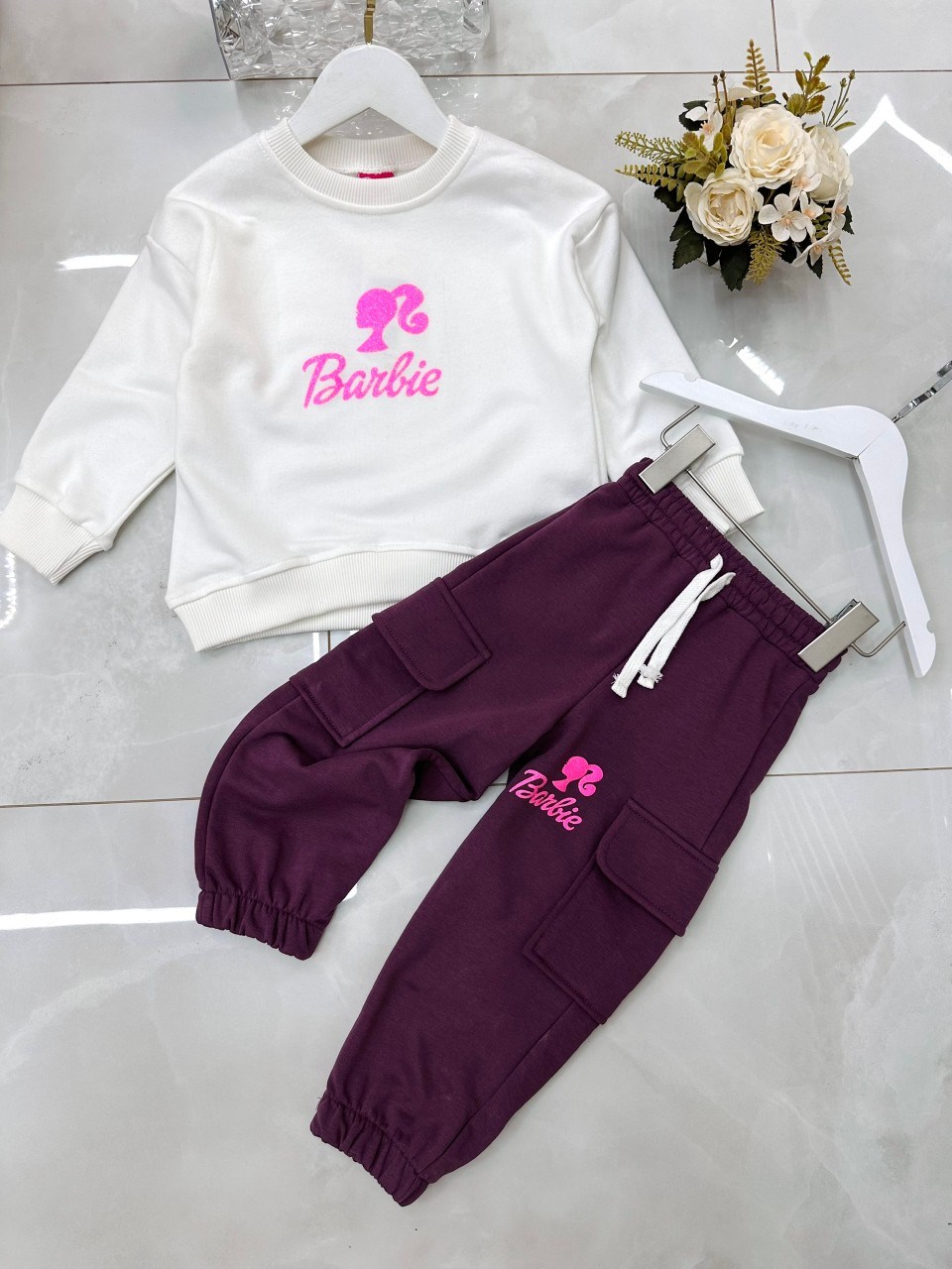 спортивный костюм с надписью барби женский,комплекты одежды,свитшот женская,детский костюм,свитшот барби