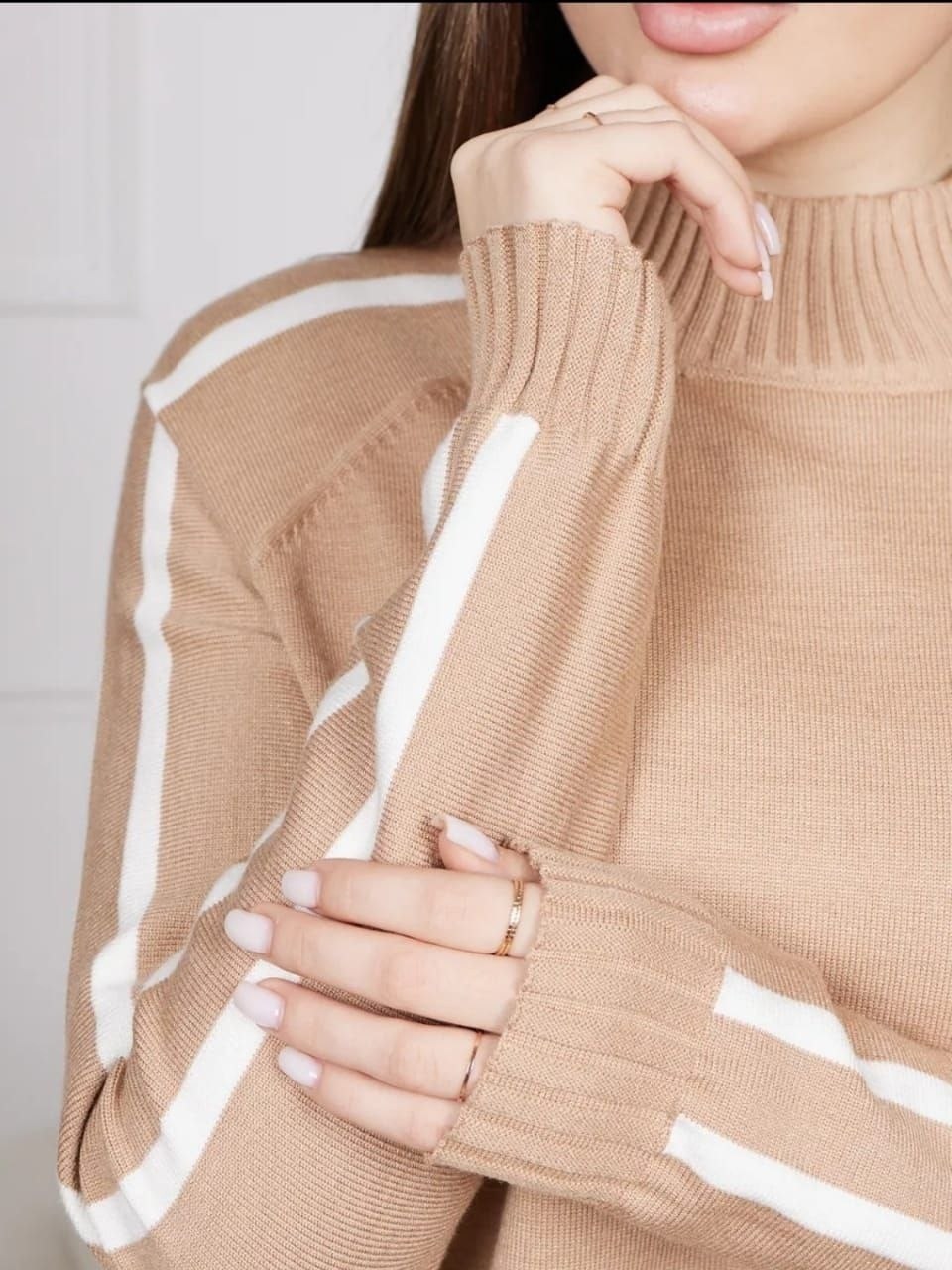 бежевый джемпер,джемпер женские,женский свитер,джемпер с полосками,джемпер