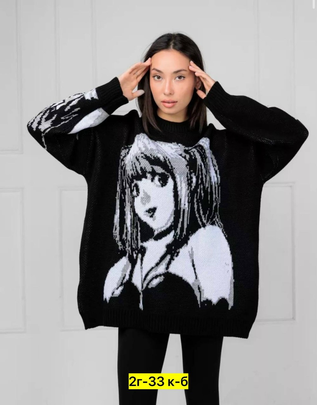 свитер аниме оверсайз,свитер аниме,свитер с принтом,свитера женские,свитер молодежный