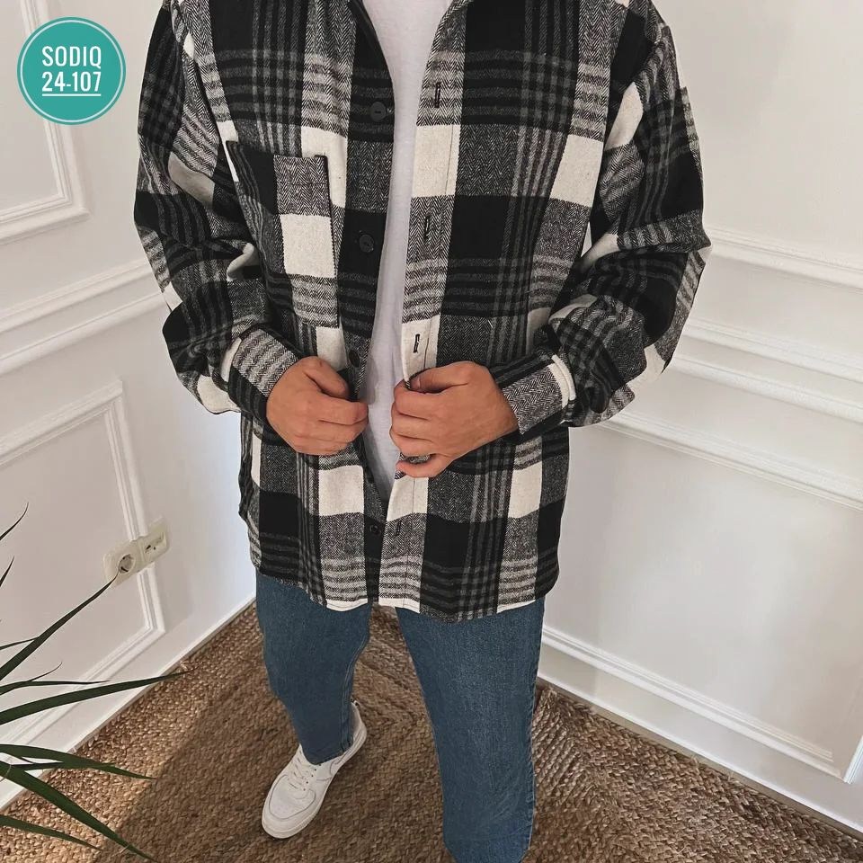 рубашка теплая оверсайз в клетку,рубашка теплая оверсайз,шерстяная рубашка мужская,рубашка в клетку мужская,мужская рубашка