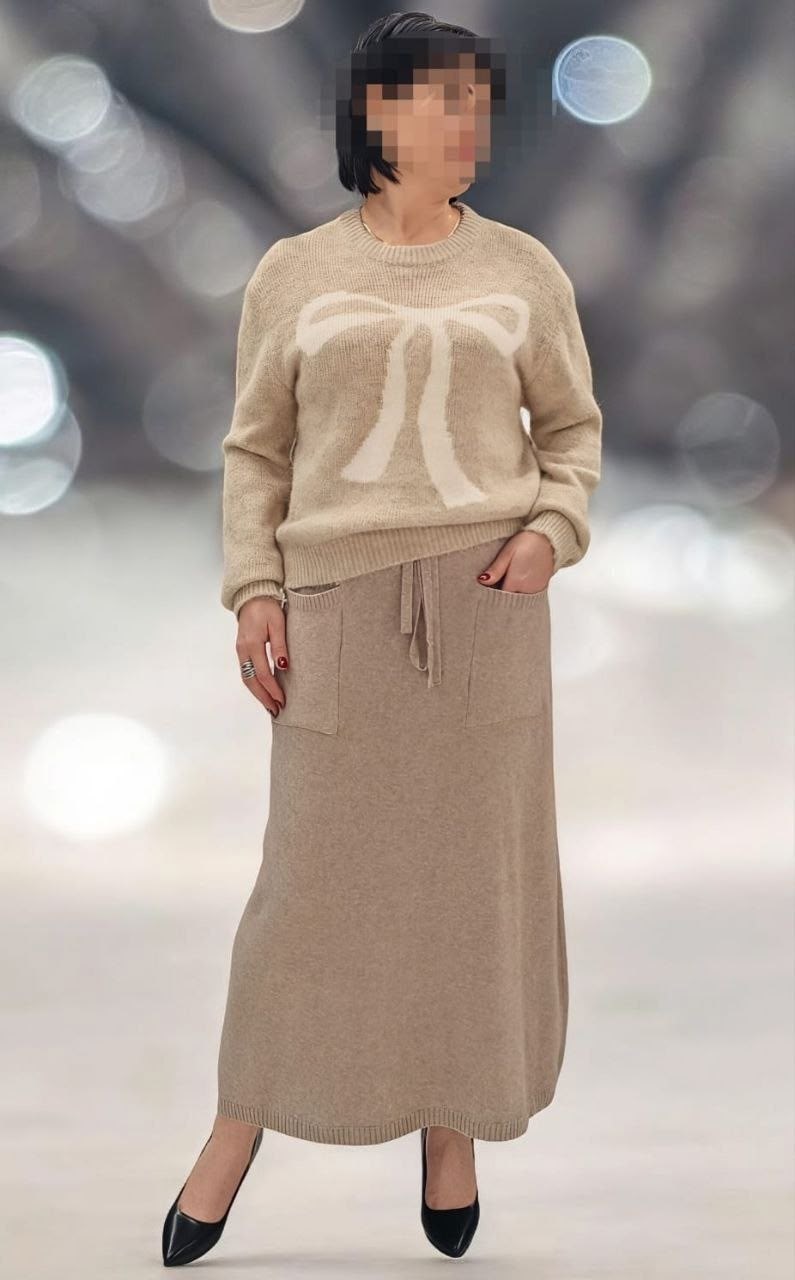 вязаная юбка,юбка женская,трикотажная юбка,бежевая юбка,вязаный костюм с юбкой