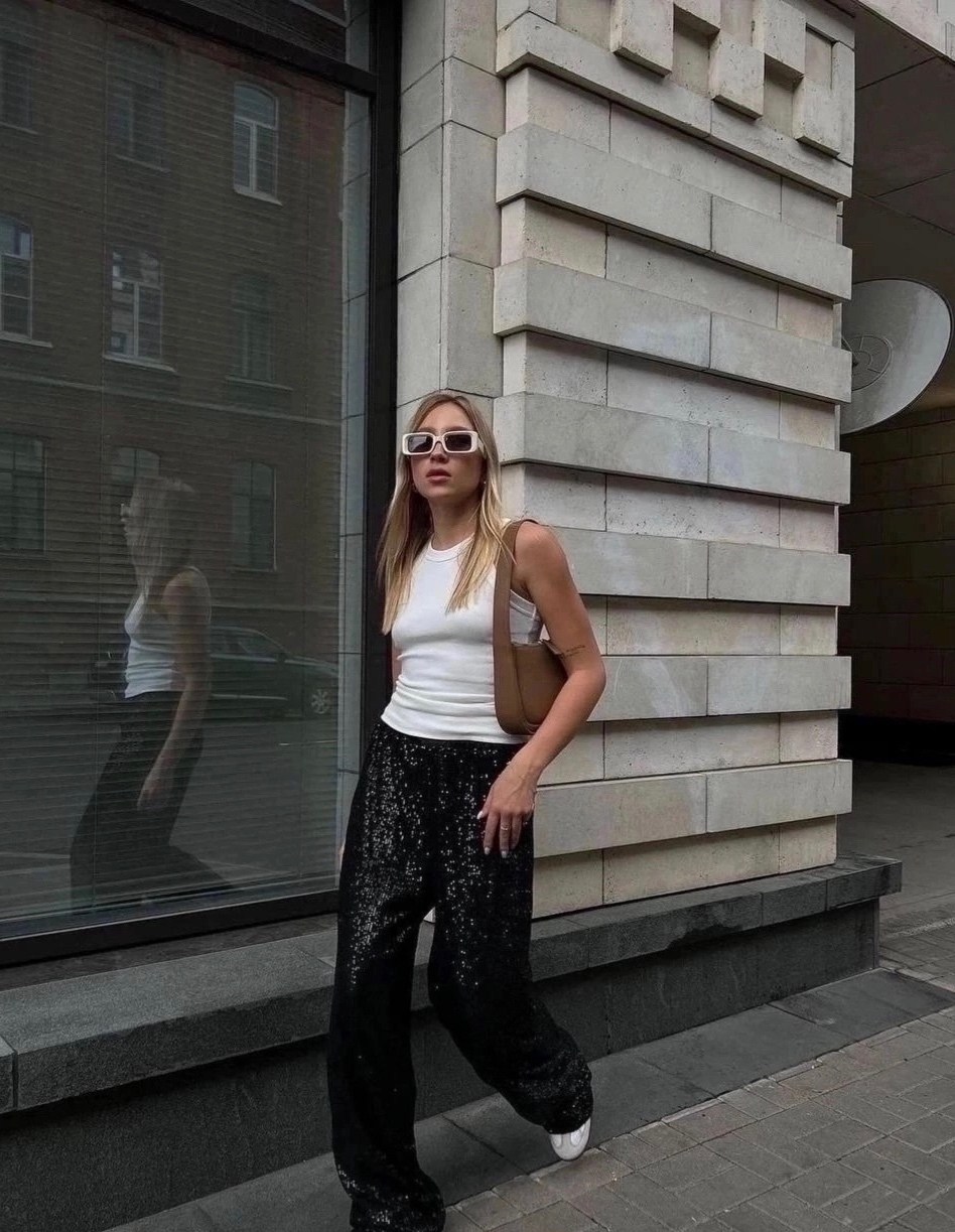 брюки палаццо блестящие с пайетками,брюки с пайетками,брюки палаццо блестящие,брюки с пайетками женские,шикарная одежда
