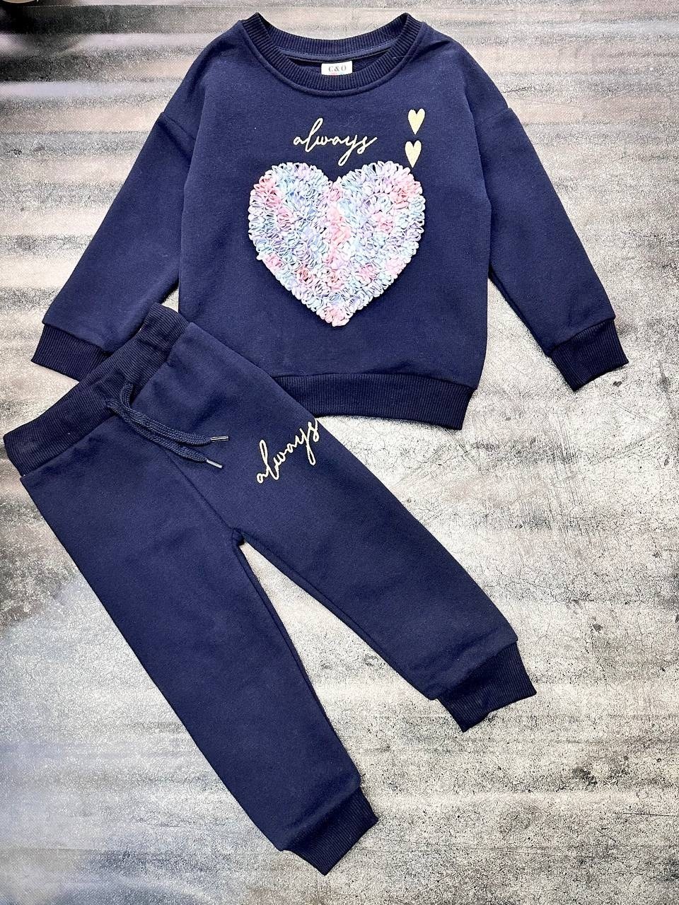 свитшот с декором,cвитшот для девочки,детские комплекты,костюмы для девочки,костюм синий