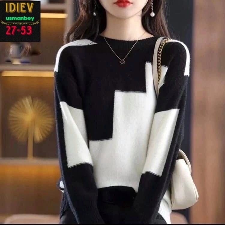 женский трикотажный свитер с круглым вырезом,модные женские кофты,женский свитер,модный женский свитер,джемпер с круглым вырезом