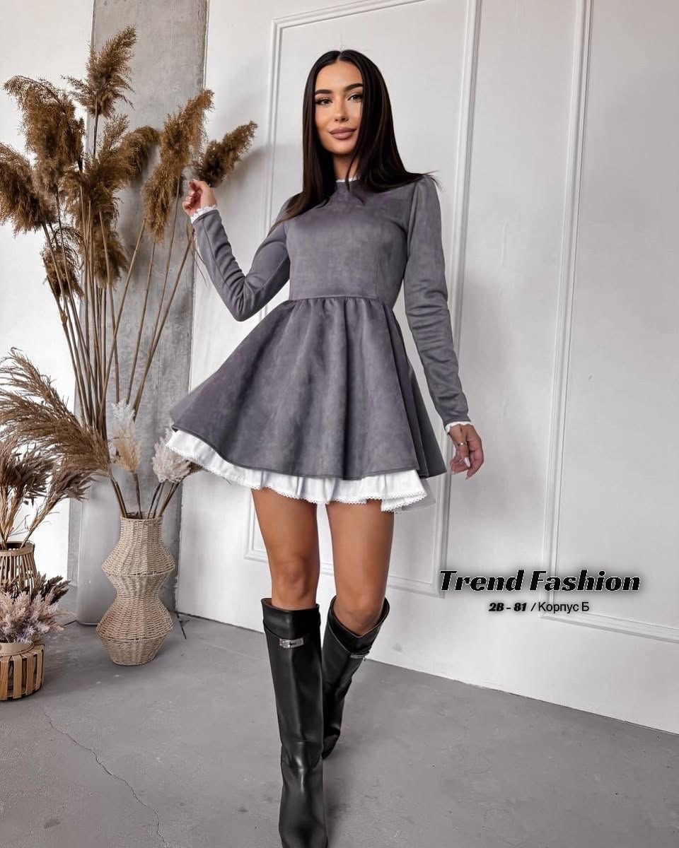 платье замшевое короткое,платье серое,нарядное платье,платье теплое,замшевое платье