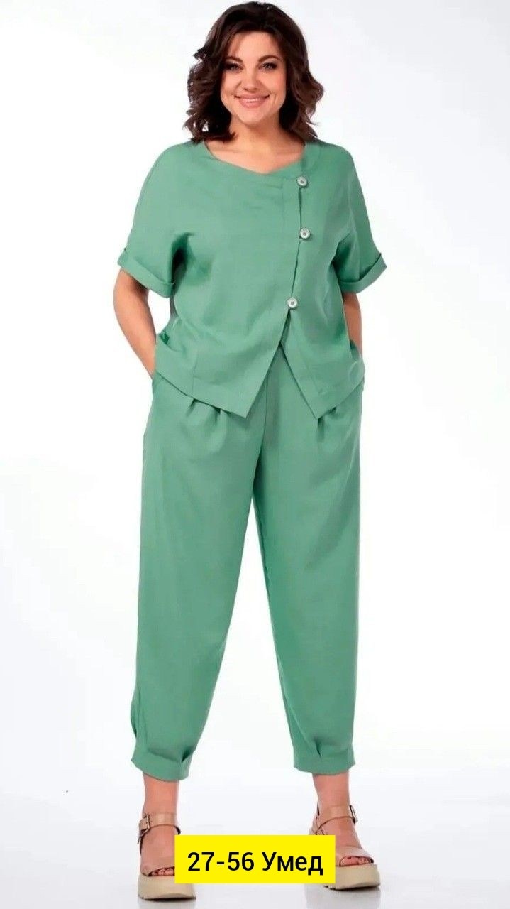 костюм michel chic арт 1337 корич,летние брючные костюмы для полных женщин,брючный костюм женский летний,брючный костюм из льна женский,женские брючные костюмы