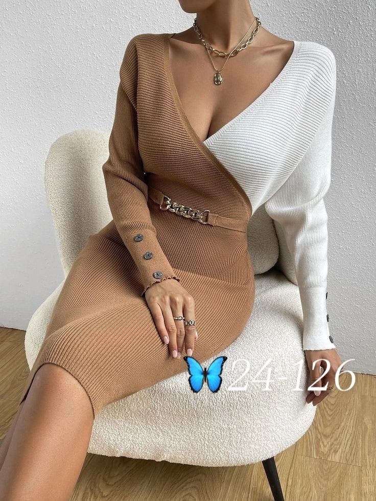 женское трикотажное платье,трикотажное платье,платье стильное,модное платье с длинным рукавом,платье