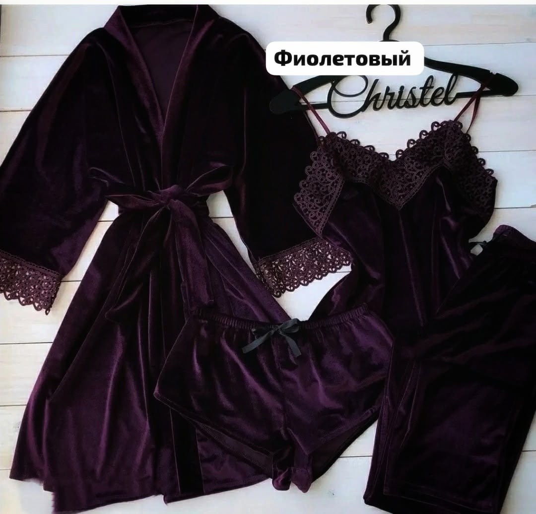 женский пижамный комплект,пижама велюровая четверка,пижама велюр,пижамы женски,пижама комплект