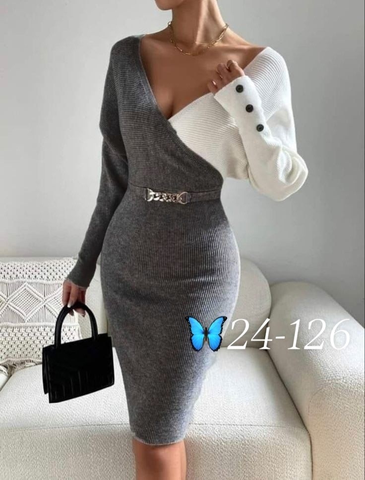 женское трикотажное платье,трикотажное платье,платье стильное,модное платье с длинным рукавом,платье