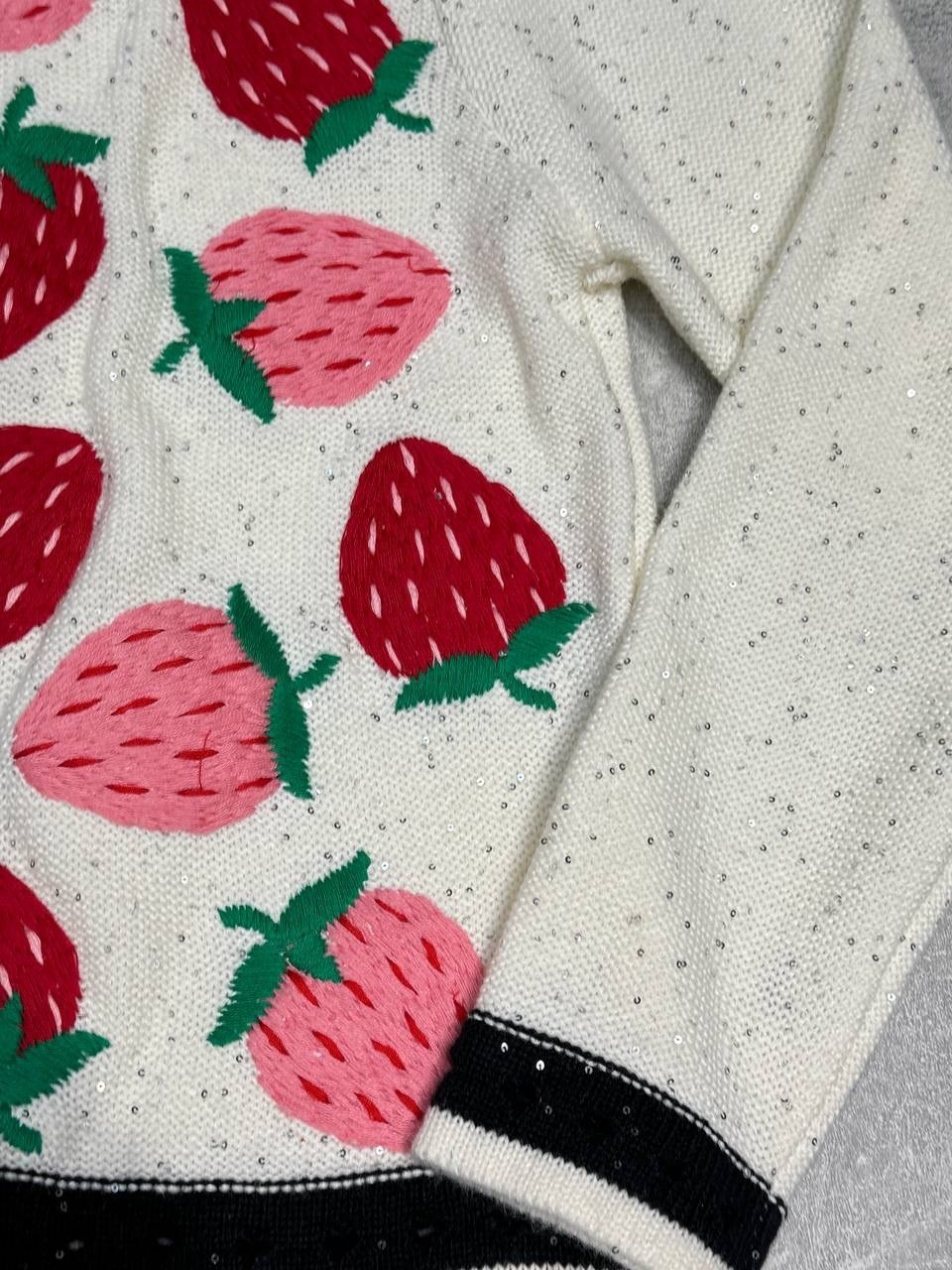 кардиган с клубникой,кофта вязаная,кардиган вязаное,кардиган кофта,свитеры модные