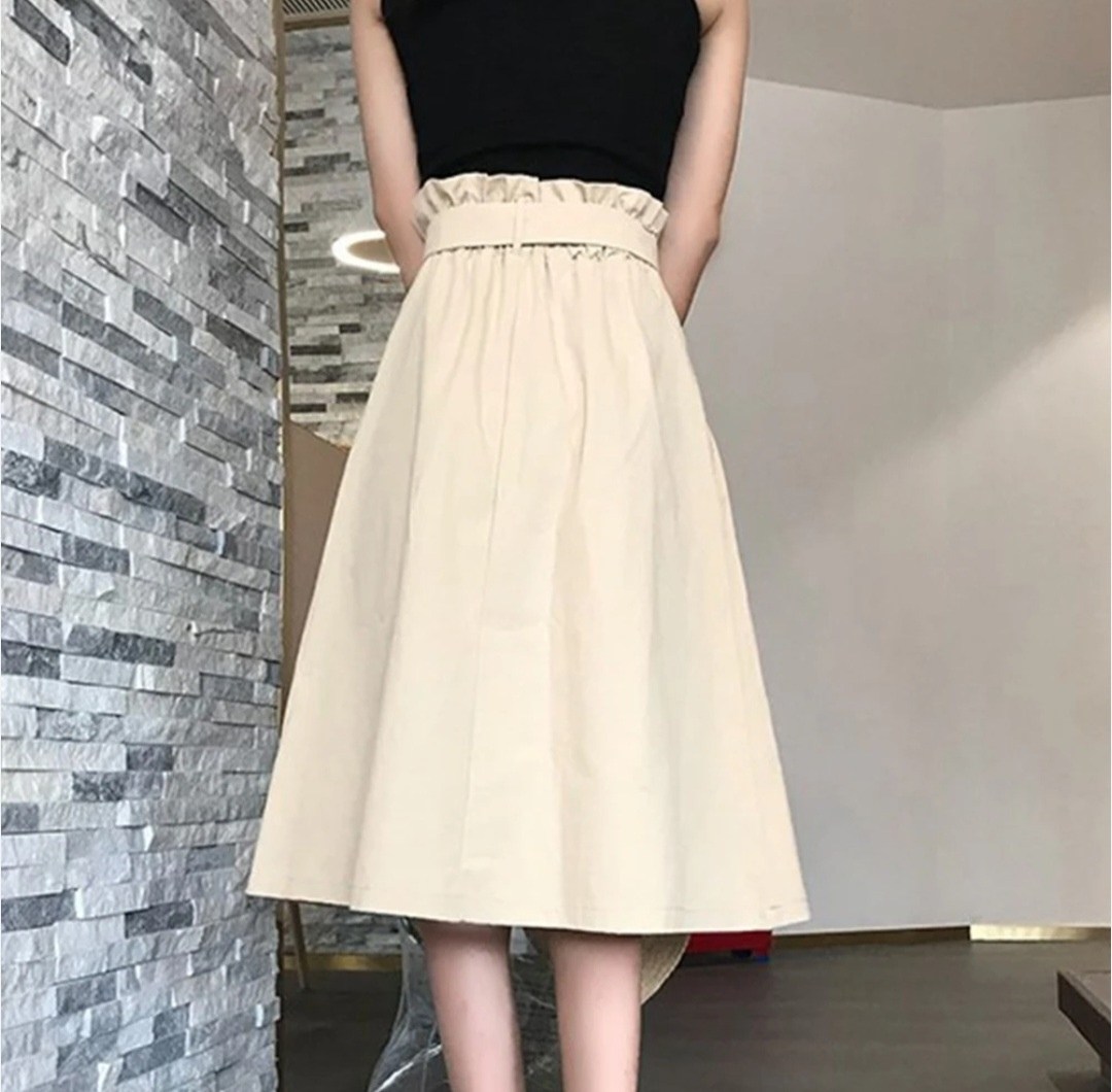 юбка с поясом,юбка миди женская с карманом,юбка с эластичным поясом,юбка летняя,юбка с ремнем на талии