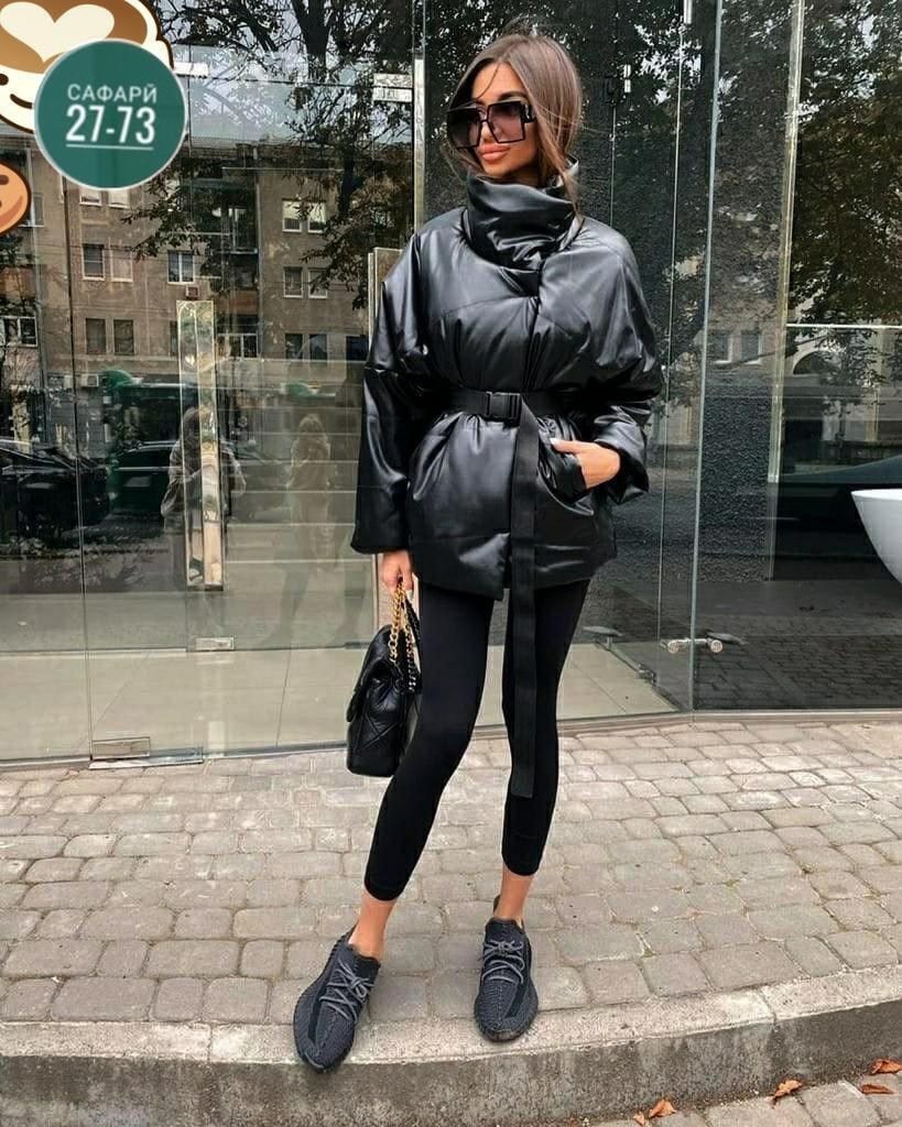модные пуховики,куртка женская,куртка из экокожи,женская куртка из экокожи,куртка с поясом