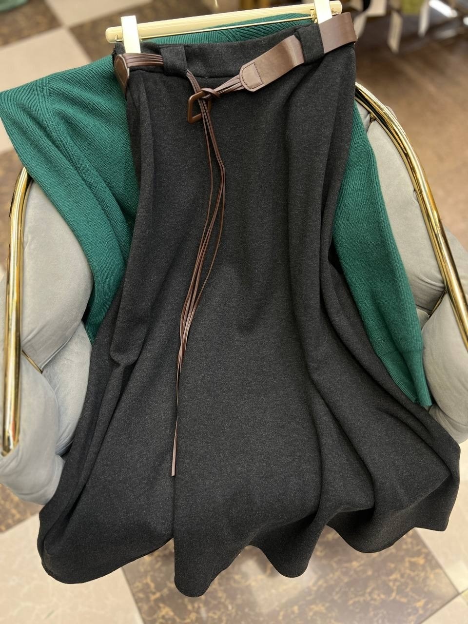 юбка средней длины,шерстяная юбка,женская трикотажная юбка средней длины,трикотажная юбка,юбка с поясом