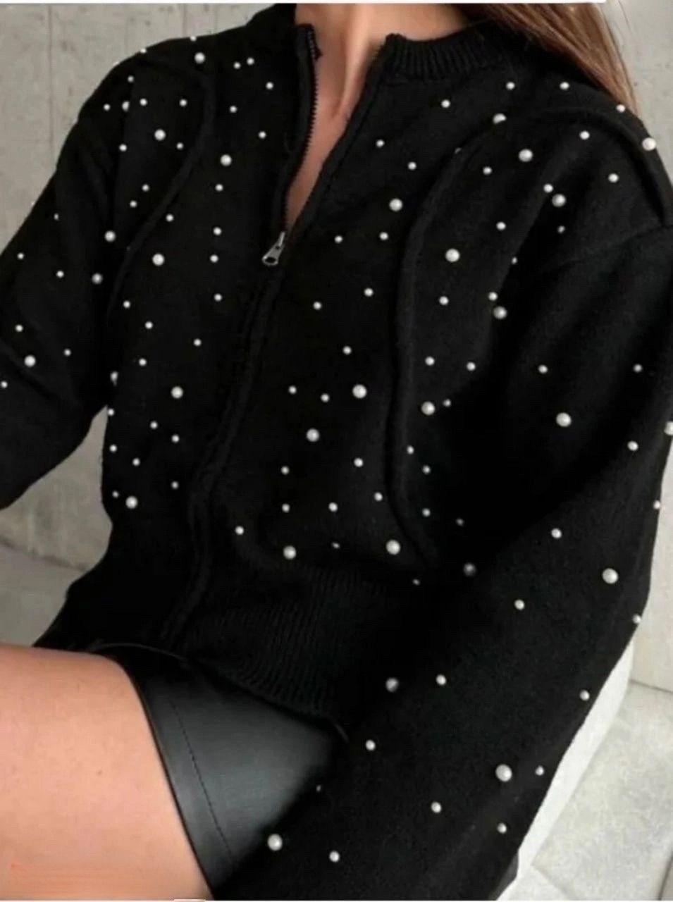 джемпер с бусинами,модный джемпер,женская кофта,трикотажный свитер,свитер с бусинами