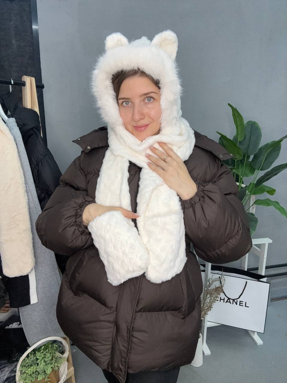 шапка шарф с ушками,шапка шарф,шапка с ушками меховая,шапки с ушами,меховая шапка