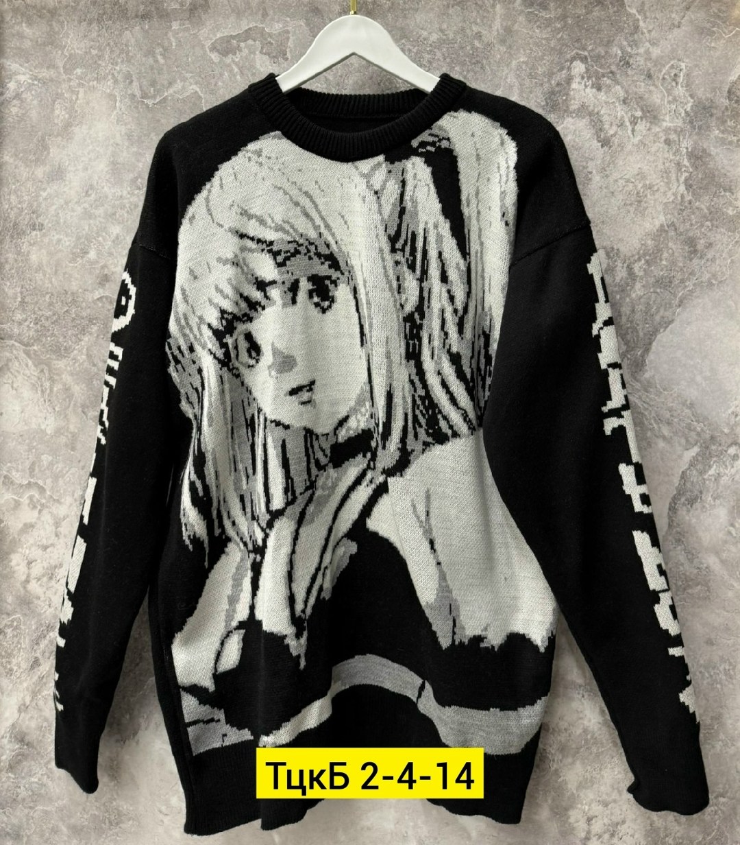 свитер с принтом,кофта с аниме,свитшот аниме вязаный,свитер с мисой тетрадь смерти,свитер аниме