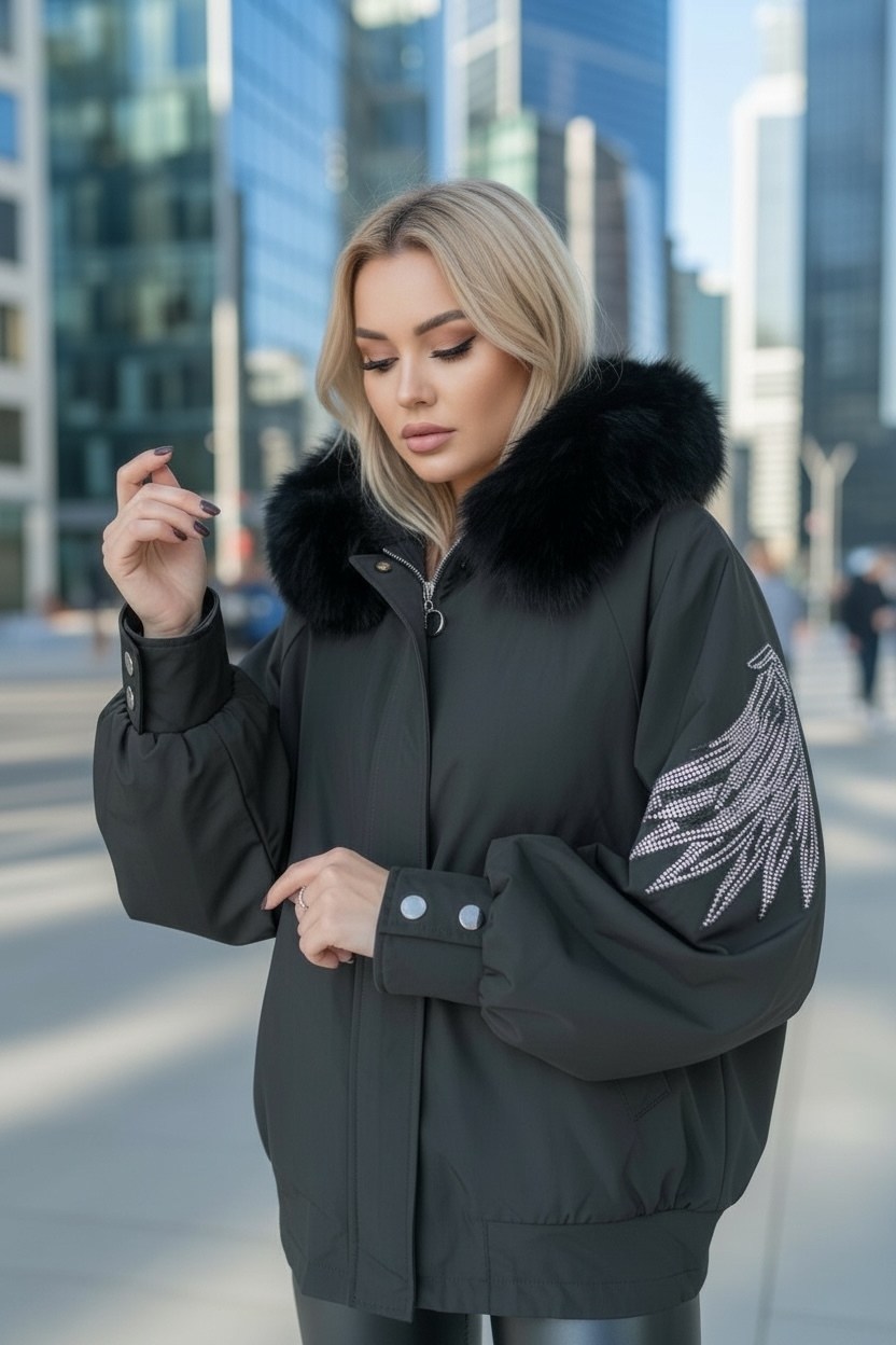 куртка с крыльями на спине,куртка меховая,куртка с мехом,куртка женская с мехом,куртка