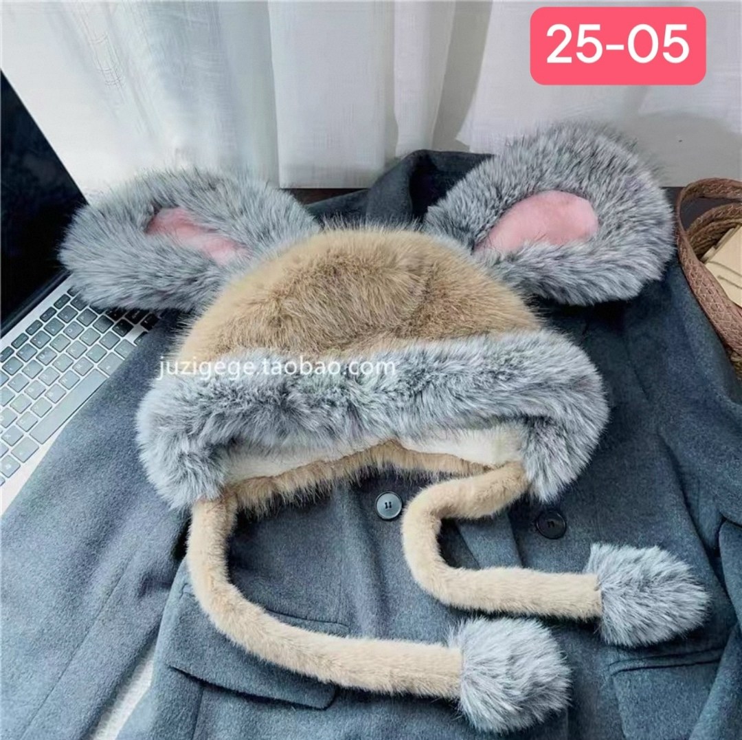 шапка меховая зимняя,плюшевая шапка,зимняя женская шапка,шапка с заячьими ушками,капор меховой