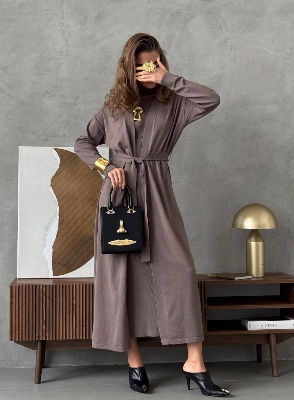 платье лапша с кардиганом,трикотажное платье,платье кардиган,платье комплект,платье женская