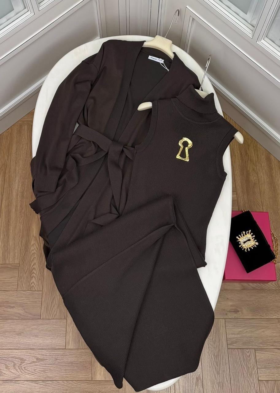 платье удлиненное,трикотажное платье,коричневое платье,платье комбинированное,длинное платье женское