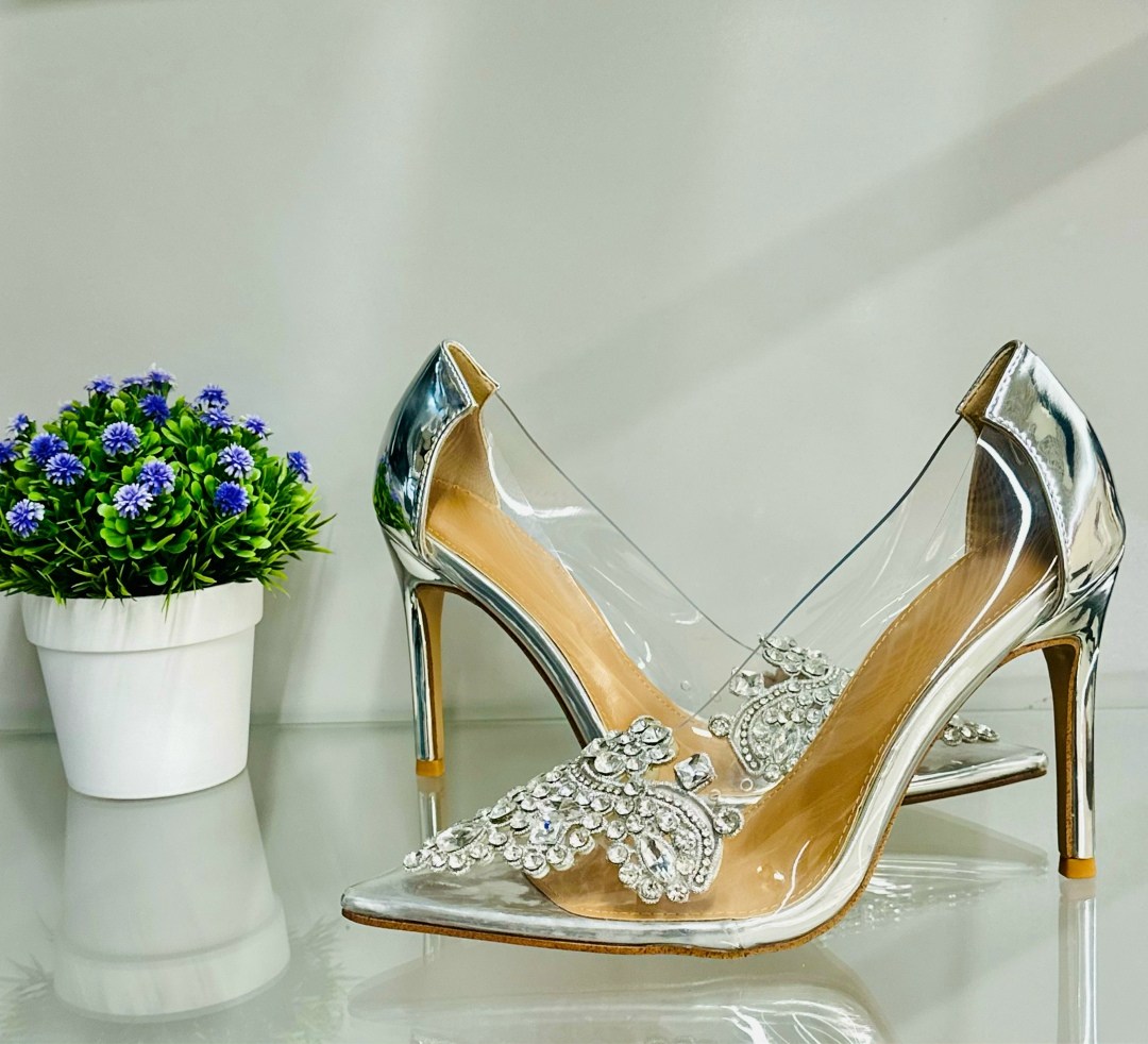 туфли прозрачные,женские туфли лодочки,,серебристые туфли,свадебная