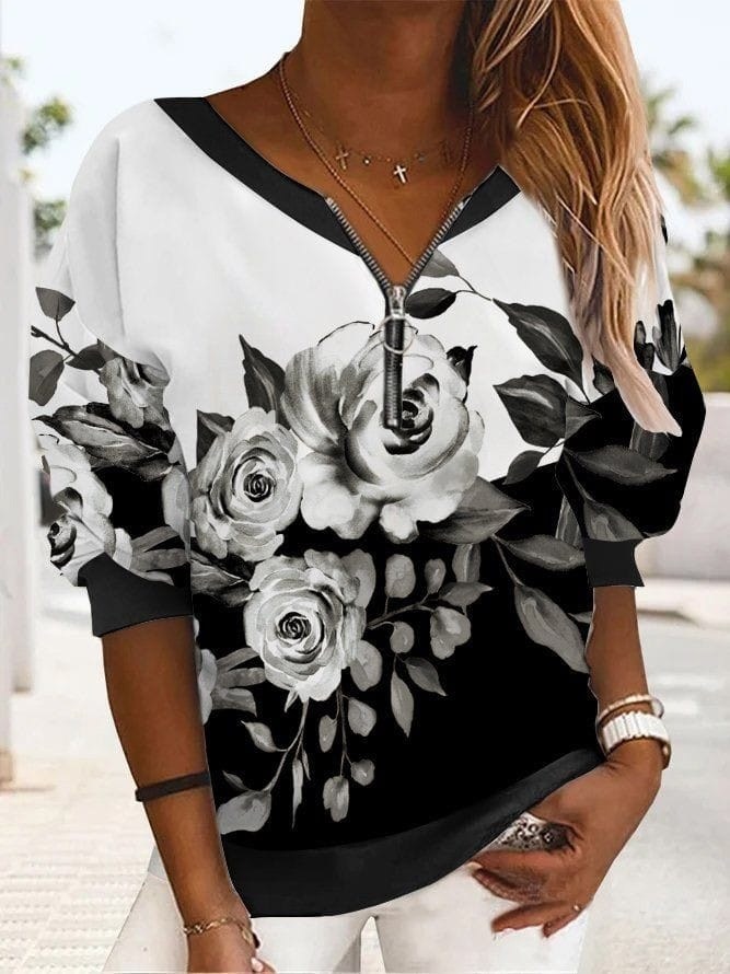 толстовка женская,кофта женская,толстовка на молнии с принтом,свитшот с цветочным принтом,свитшот женская