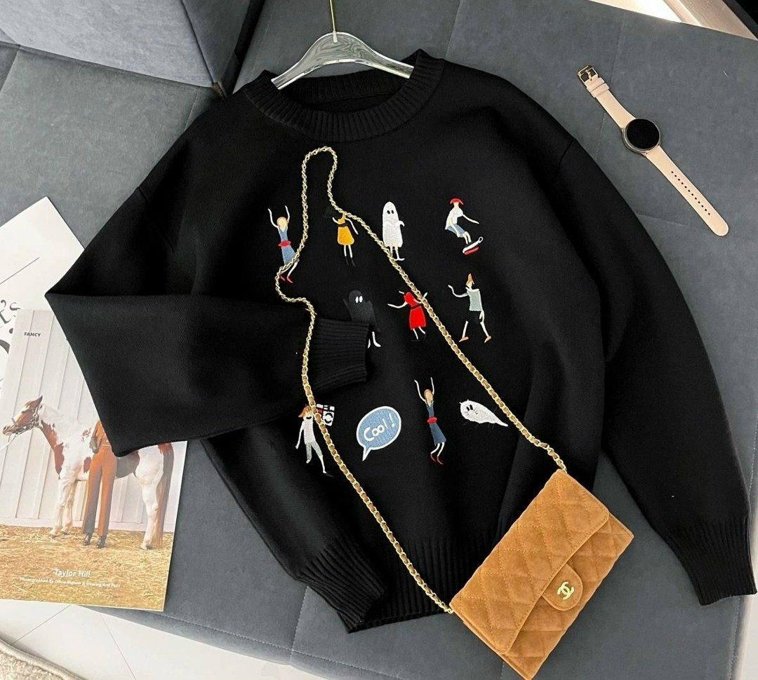 свитер с вышивкой,модные свитера,свитер дизайн,свитера женские,трикотажный свитер