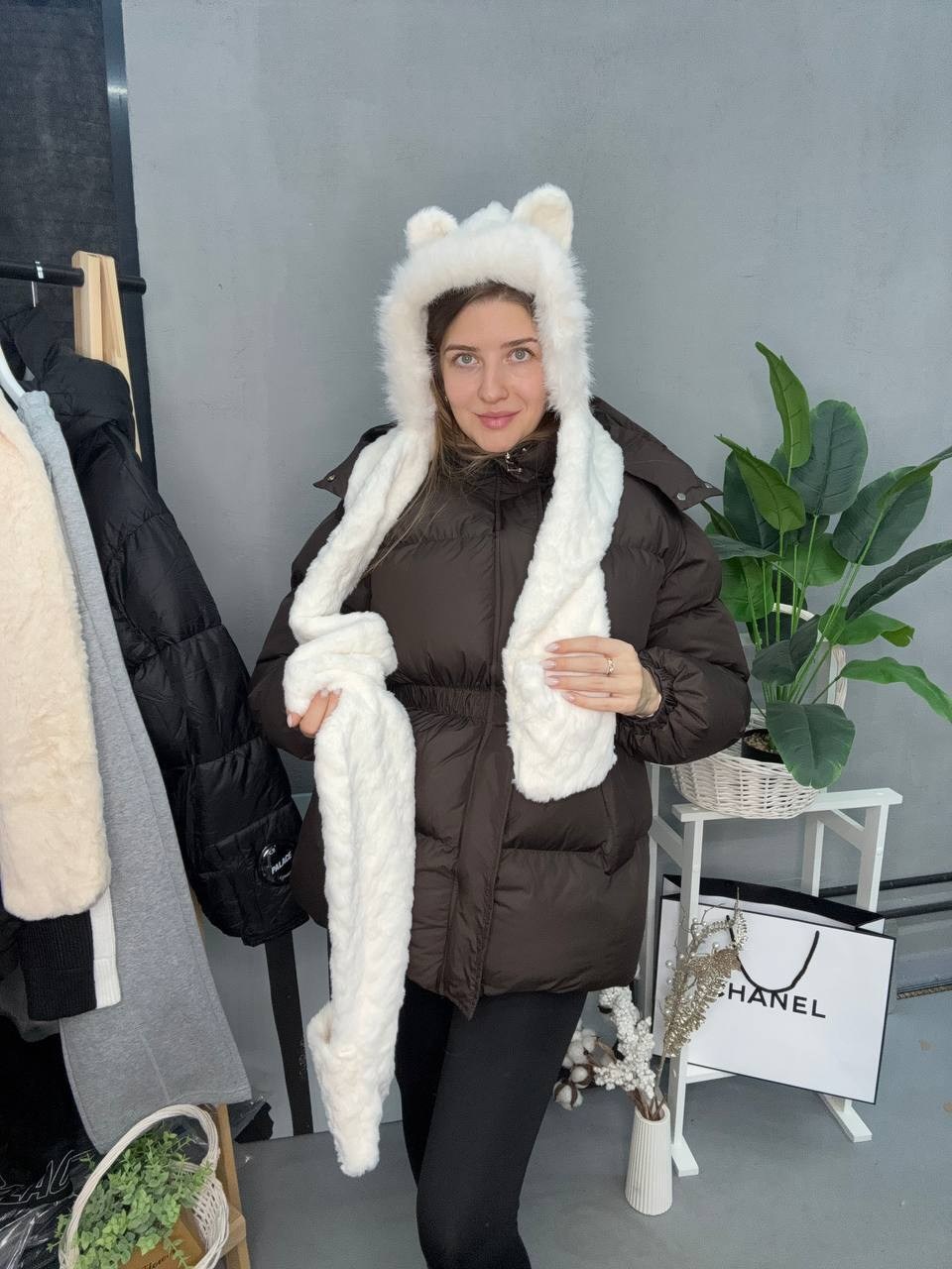 шапка шарф с ушками,шапка шарф,шапка с ушками меховая,шапки с ушами,меховая шапка