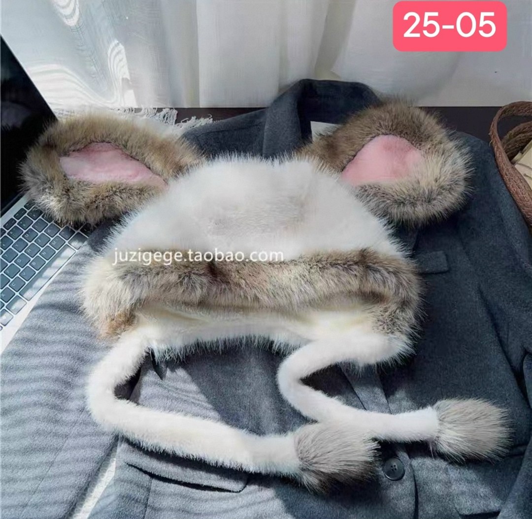 шапка меховая зимняя,плюшевая шапка,зимняя женская шапка,шапка с заячьими ушками,капор меховой