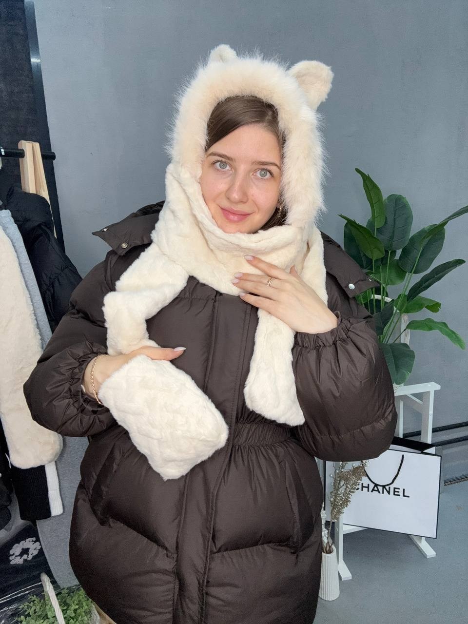 шапка шарф с ушками,шапка шарф,шапка с ушками меховая,шапки с ушами,меховая шапка