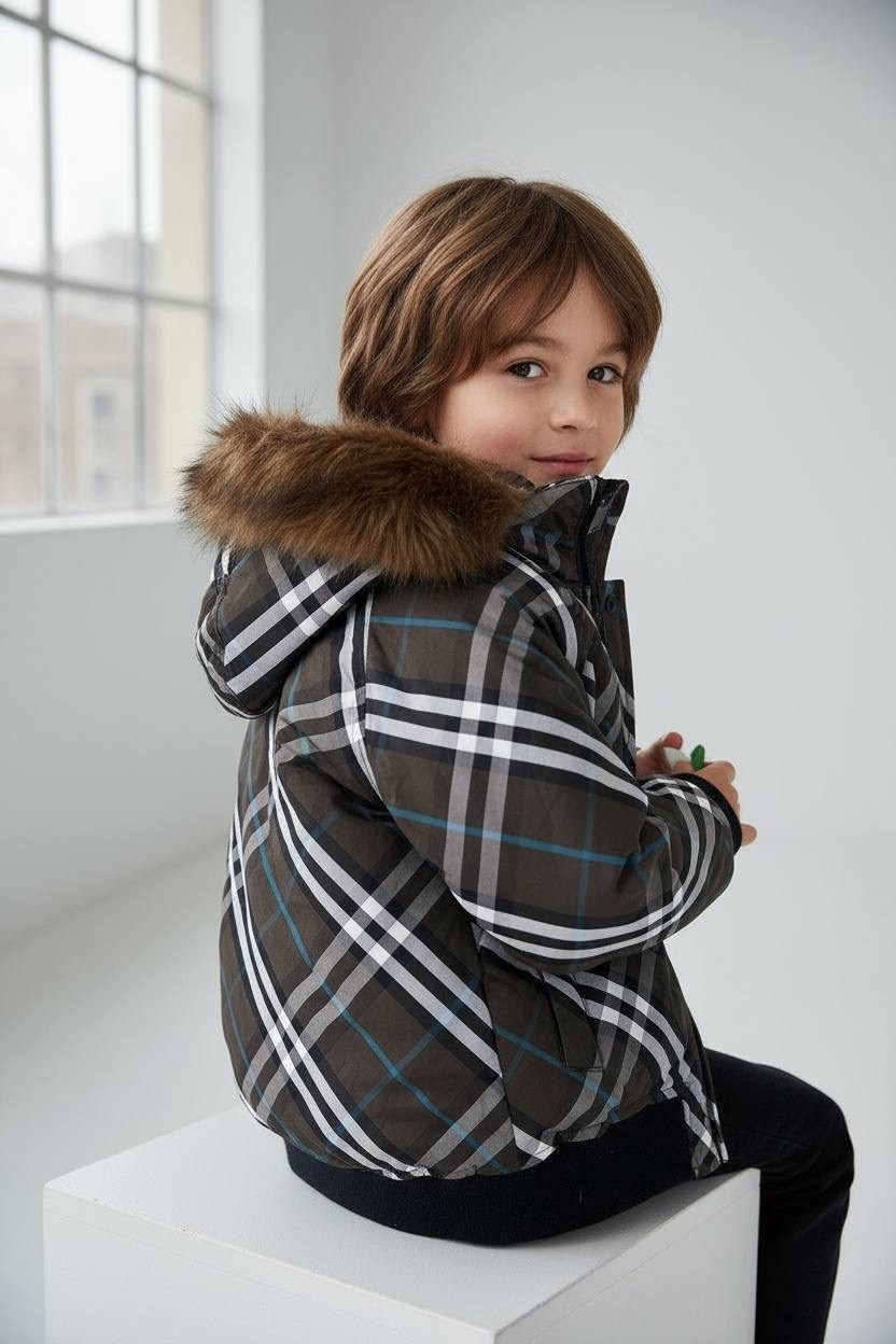 куртка для мальчика,куртка в клетку,клетчатая куртка,burberry куртка,теплая куртка