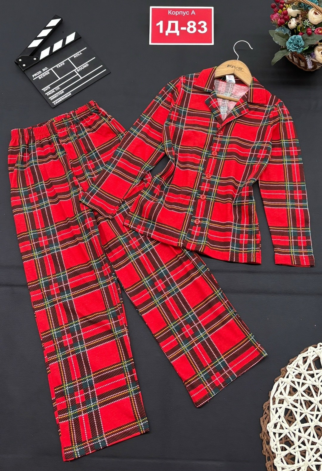 детская пижама в клетку красная,пижама в клетку,пижама в клеточку,пижама детская в клетку,детские пижамы в клетку