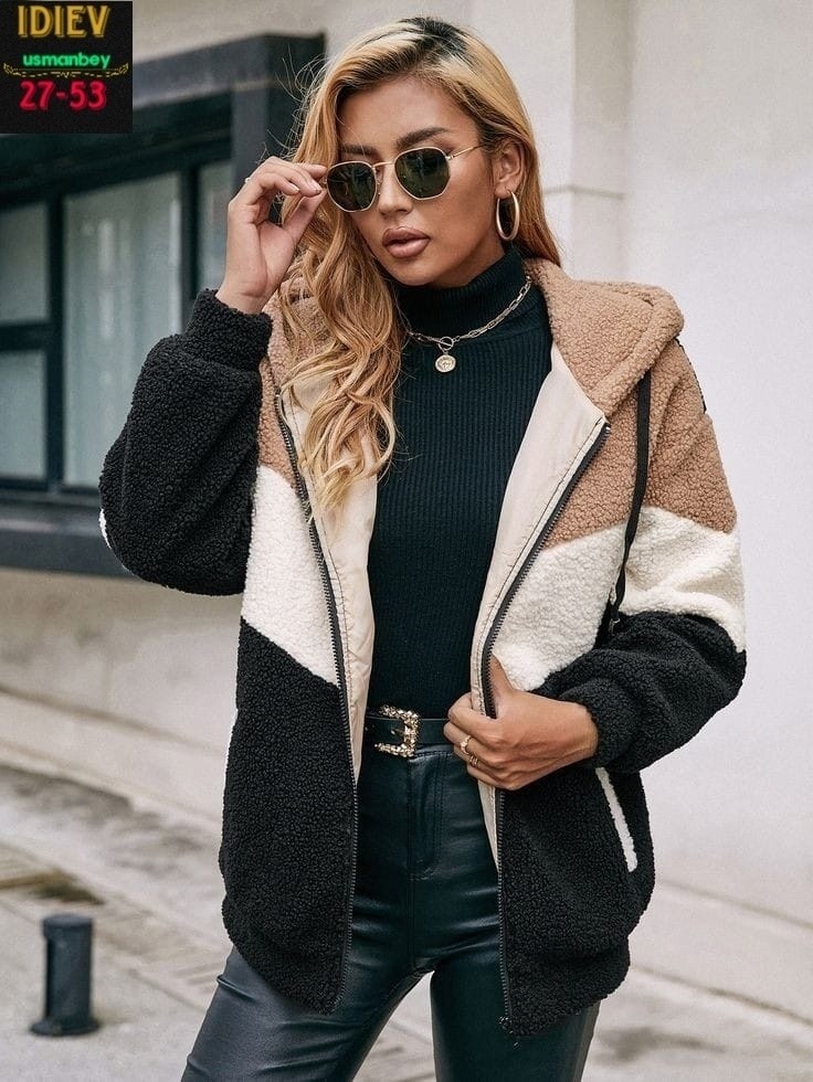 плюшевая куртка женская,модная толстовка,теплая женская куртка,плюшевая куртка с капюшоном,флисовая куртка с капюшоном