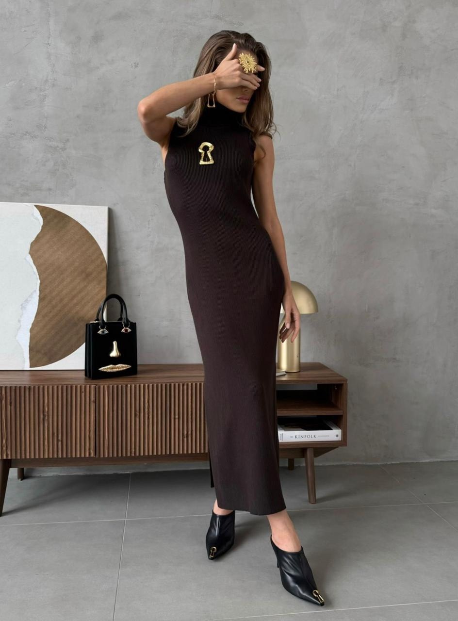 платье удлиненное,трикотажное платье,коричневое платье,платье комбинированное,длинное платье женское