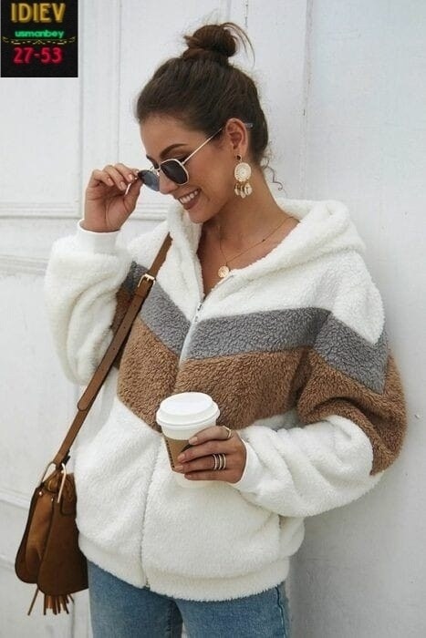 плюшевая куртка женская,модная толстовка,теплая женская куртка,плюшевая куртка с капюшоном,флисовая куртка с капюшоном