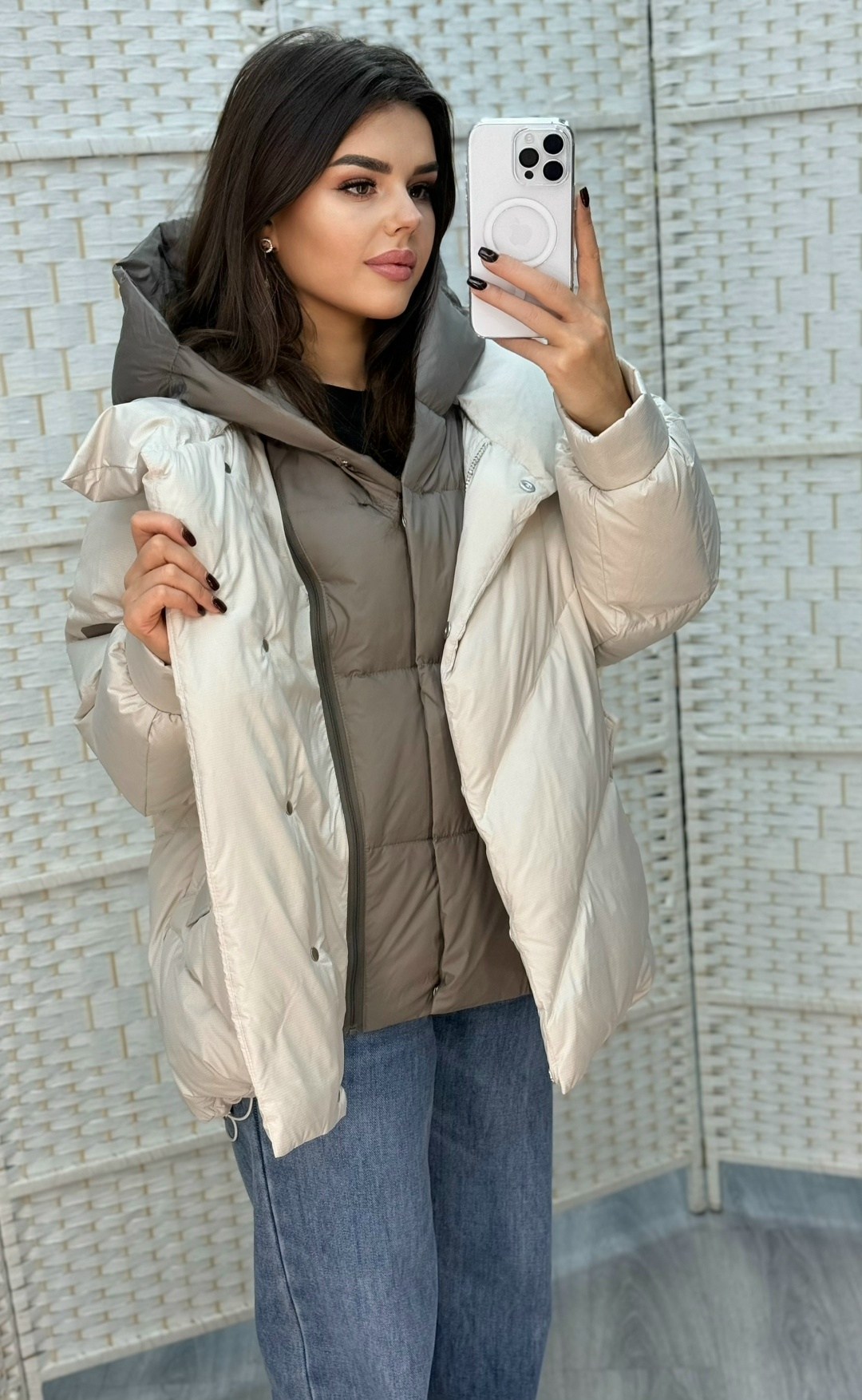 стильные пуховики,модные пуховики,куртка женская,бежевый пуховик,куртка оверсайз