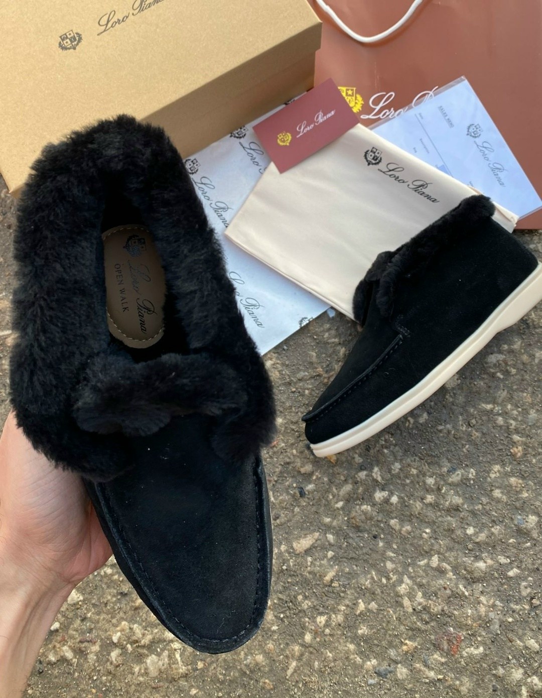 зимние замшевые лоферы loro piana open walk,ботинки loro piana,,замшевые ботинки на меху,лоферы замшевые на меху
